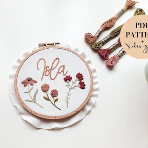 Personalized Floral Embroidery Pattern: Beginner DIY Nursery Decor (PDF Pattern)