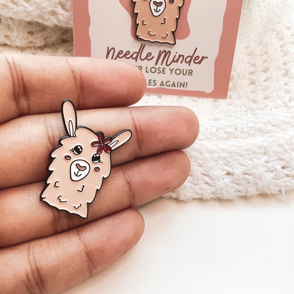 Llama Needle Minder | Cute Needle Minder | Enamel Needle Minder | Needle Minder for Embroidery and Cross Stitch | Soft Enamel