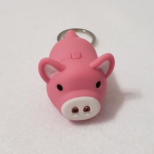 Pink 3D Pig Keychain with LED Nose Light and Sound Piggy Tan Black Beige image 8