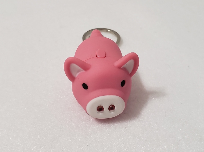 Pink 3D Pig Keychain with LED Nose Light and Sound Piggy Tan Black Beige image 8