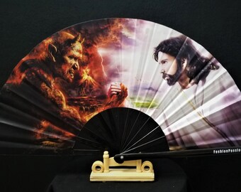 2 JESUS LACE HAND HELD FAN ladies pocket purse fans NEW RELIGIOUS christ novelty 2 JESUS LACE HAND HELD FAN ladies pocket purse fans NEW RELIGIOUS christ novelty
