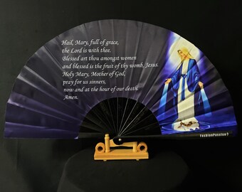 Hail Mary Prayer Virgin Mary Hand Fan / Clacking Fan / Christians / Catholic holy accessories / Believe in God / Mother of God