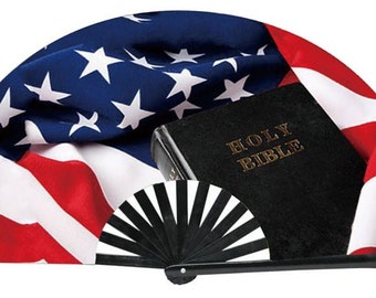 God and Country Hand Fan / Patriotic Fan / USA / Patriotism / Loud Clack / Large Fan / Religion / Faith / America / Christian gifts