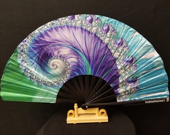 Winture 10 PCS Peacock Hand Fans Flower Dancing Fans Spanish Folding Hand Fan 