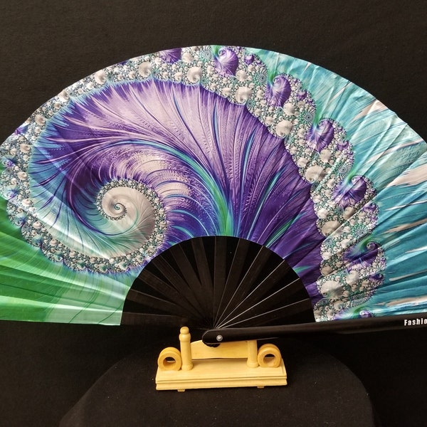 Peacock Masquerade Hand Fan / Feathers / Party fan / Rave Accessory / Festival / Loud Clack / Large Fan / Edc / Club Fan / bird / Animal