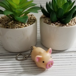 Pink 3D Pig Keychain with LED Nose Light and Sound Piggy Tan Black Beige PEACH/NUDE