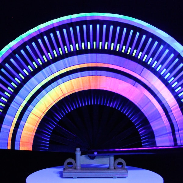 Iris of the Moon Hand Fan / UV Glow Fan / CyberPunk / Futuristic / Rave Accessory / Festival / Loud Clack / Edc / Wonderland / Club Fan