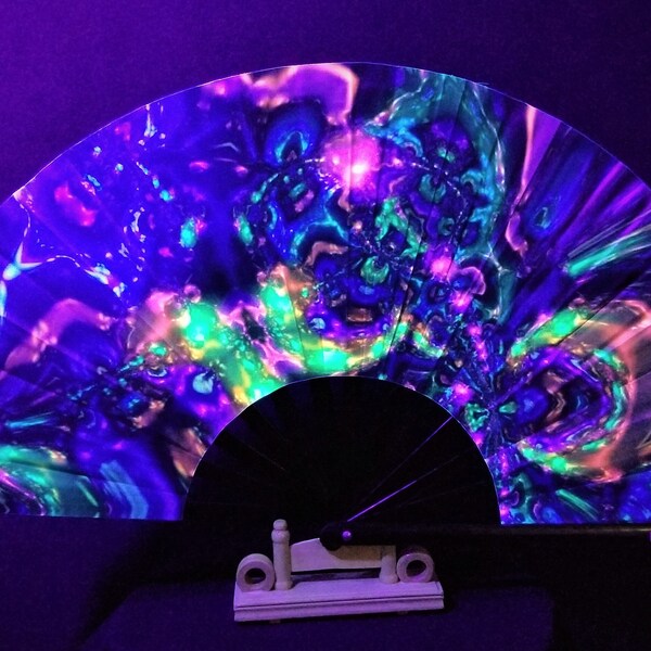 The Chemical Palette V3 Hand Fan / UV Glow Fan / 3D Glow / NEON / Rave Accessory / Festival / Loud Clack / Large Fan / Edc / Club Fan / Art