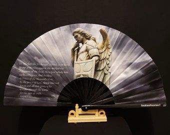 Archangel Michael Hand Fan / Our great defender / Clacking Fan / Christians / Catholic holy accessories / Believe in God / Savior / Angel