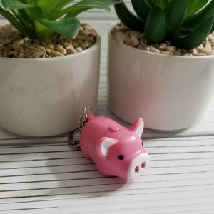 Pink 3D Pig Keychain with LED Nose Light and Sound Piggy Tan Black Beige PINK PIGGY