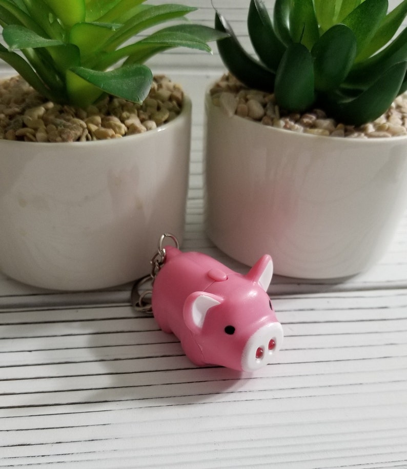 Pink 3D Pig Keychain with LED Nose Light and Sound Piggy Tan Black Beige PINK PIGGY