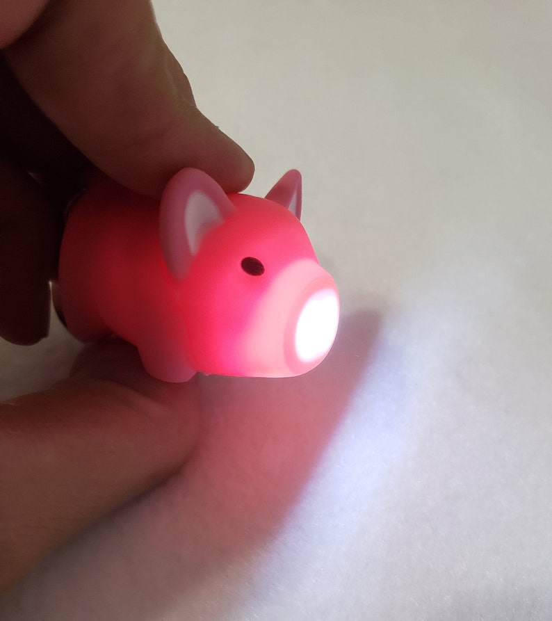 Pink 3D Pig Keychain with LED Nose Light and Sound Piggy Tan Black Beige image 7