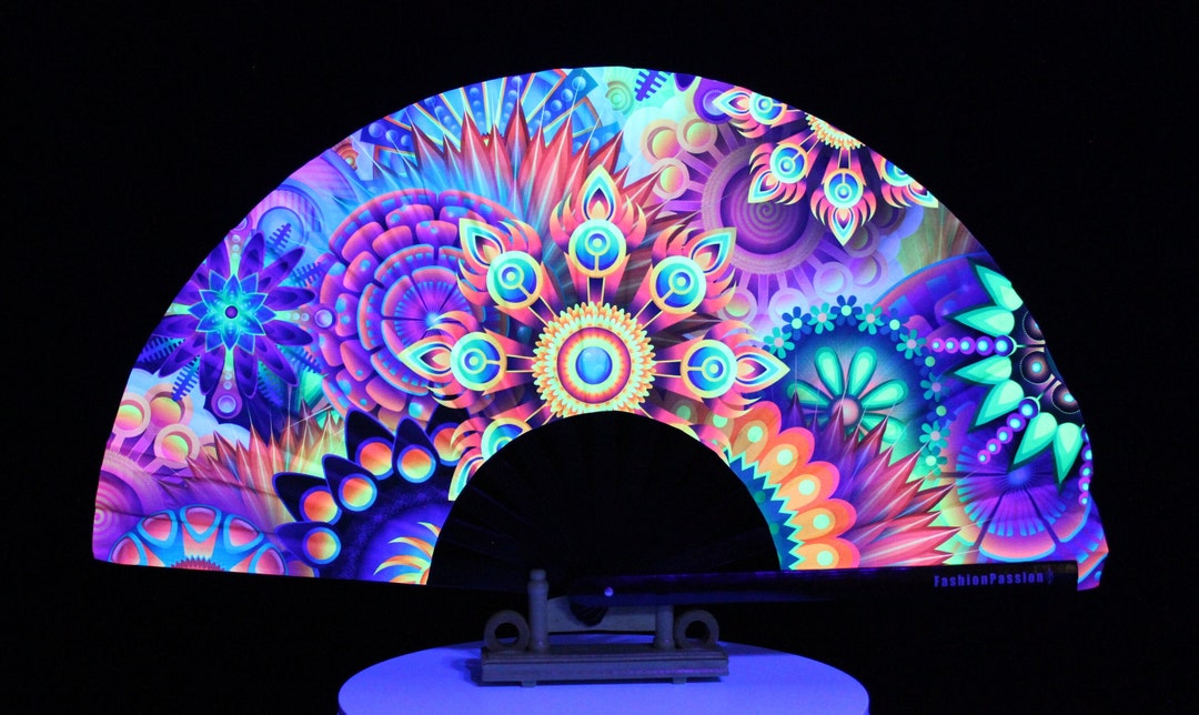 Trippy Wonders Hand Fan / UV Glow Fan / Rave Accessory / Festival ...