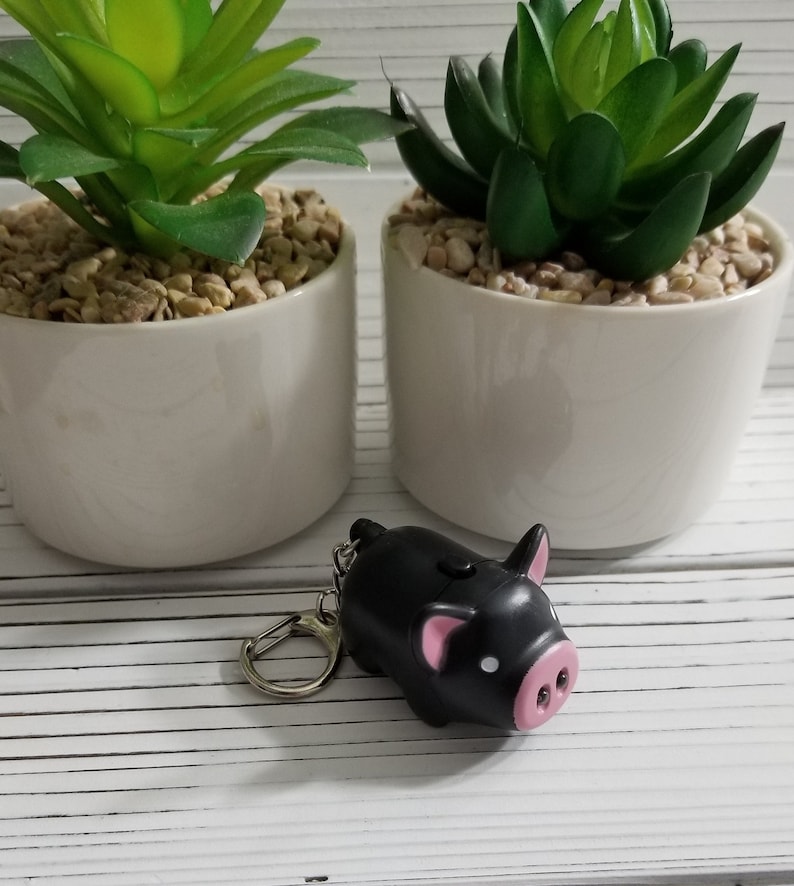 Pink 3D Pig Keychain with LED Nose Light and Sound Piggy Tan Black Beige BLACK