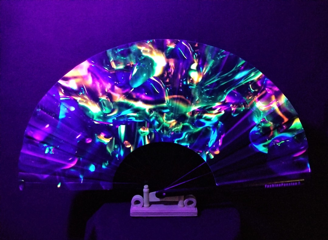 The Liquid Melt Hand Fan / UV Glow Fan / Party Fan / Rave Accessory