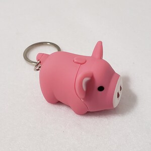 Pink 3D Pig Keychain with LED Nose Light and Sound Piggy Tan Black Beige image 6