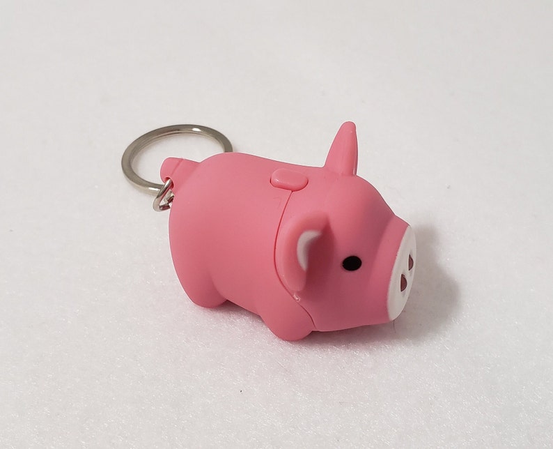 Pink 3D Pig Keychain with LED Nose Light and Sound Piggy Tan Black Beige image 6