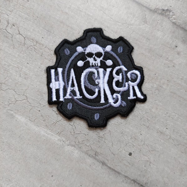 Hacker Skull, steampunk, cyber pirate, #broderie, écusson, geek