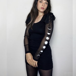 Witchy Bodycon Black mini Dress | black dress | witchy clothes | Goth dress | Witch dress | Gothic dress | Goth grunge Fairycore clothing