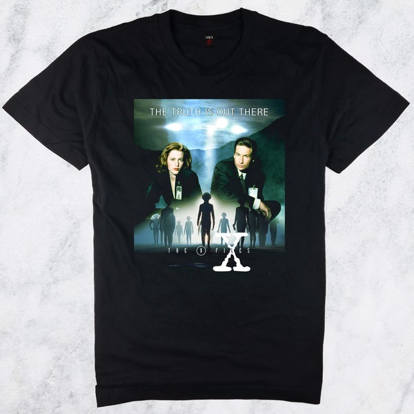 T-shirt noir de la série X Files de Mulder et Scully