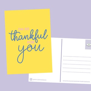 Sono così grato per te cartolina positiva / cartolina motivazionale / affermazione / decorazione colorata / stampa murale A6