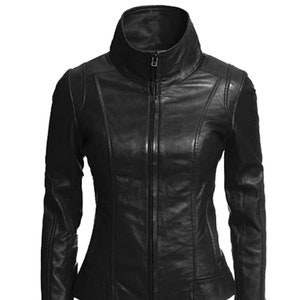 New Women's Leather Motorcycle Biker Jacket 100% Genuine Soft Lambskin