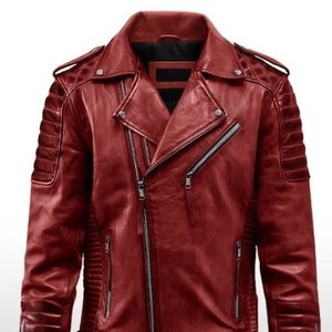 wine red leather jacket