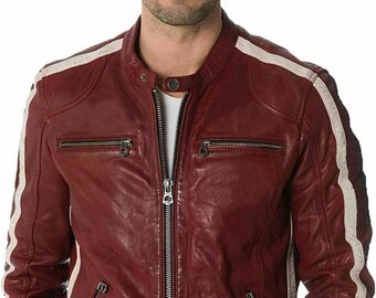 Designer red deals leather jacket