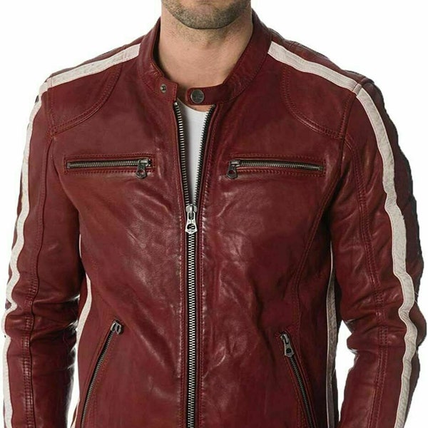 Red Leather Jacket - Etsy