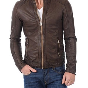 Men's Genuine Lambskin Leather Jacket Slim Fit Motorcycle Jacket - Etsy