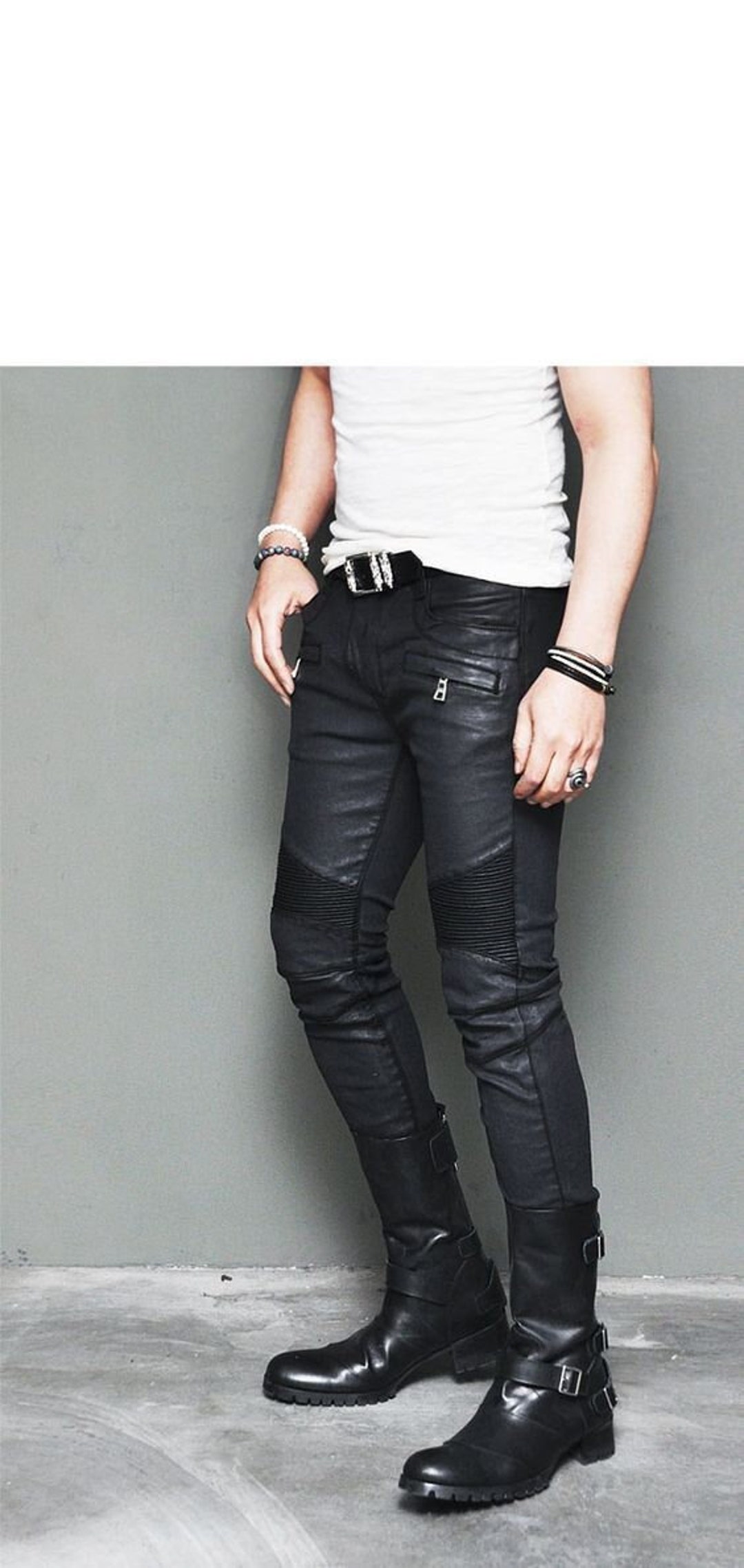 Best Selling Men's Genuine Lambskin Real Leather Black Pant Stylish ...