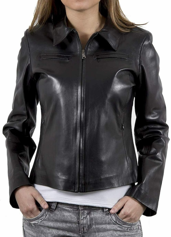 Women Leather Black Jacket Coat Genuine Lambskin Pure Leather | Etsy