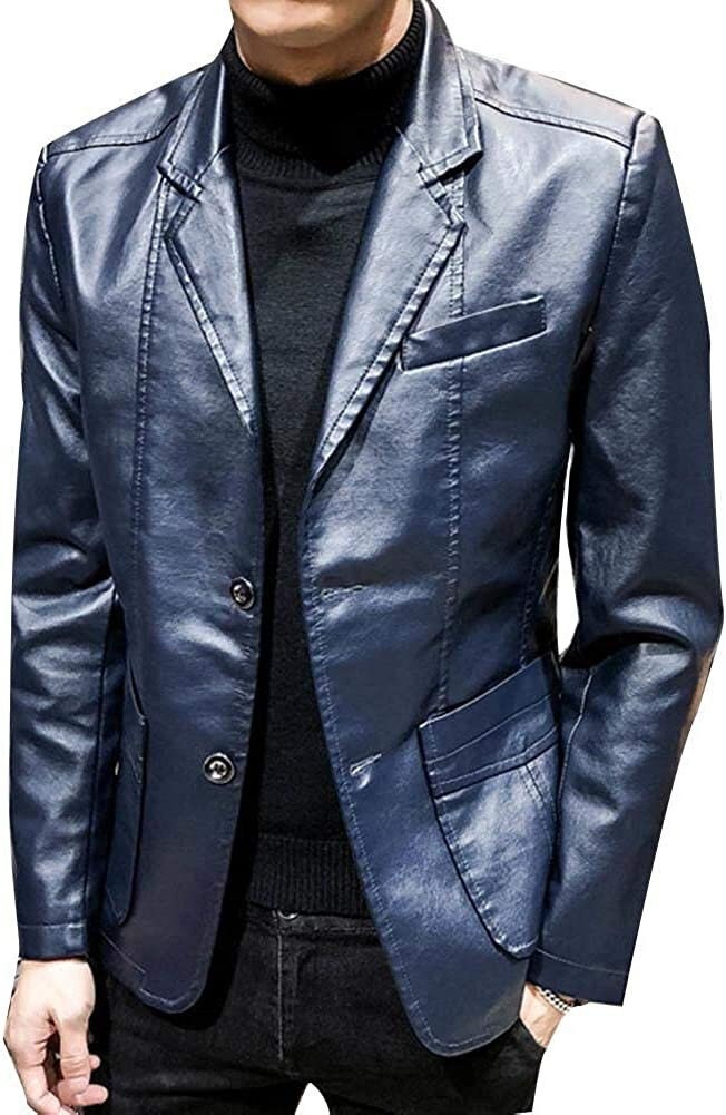 Blue top leather blazer