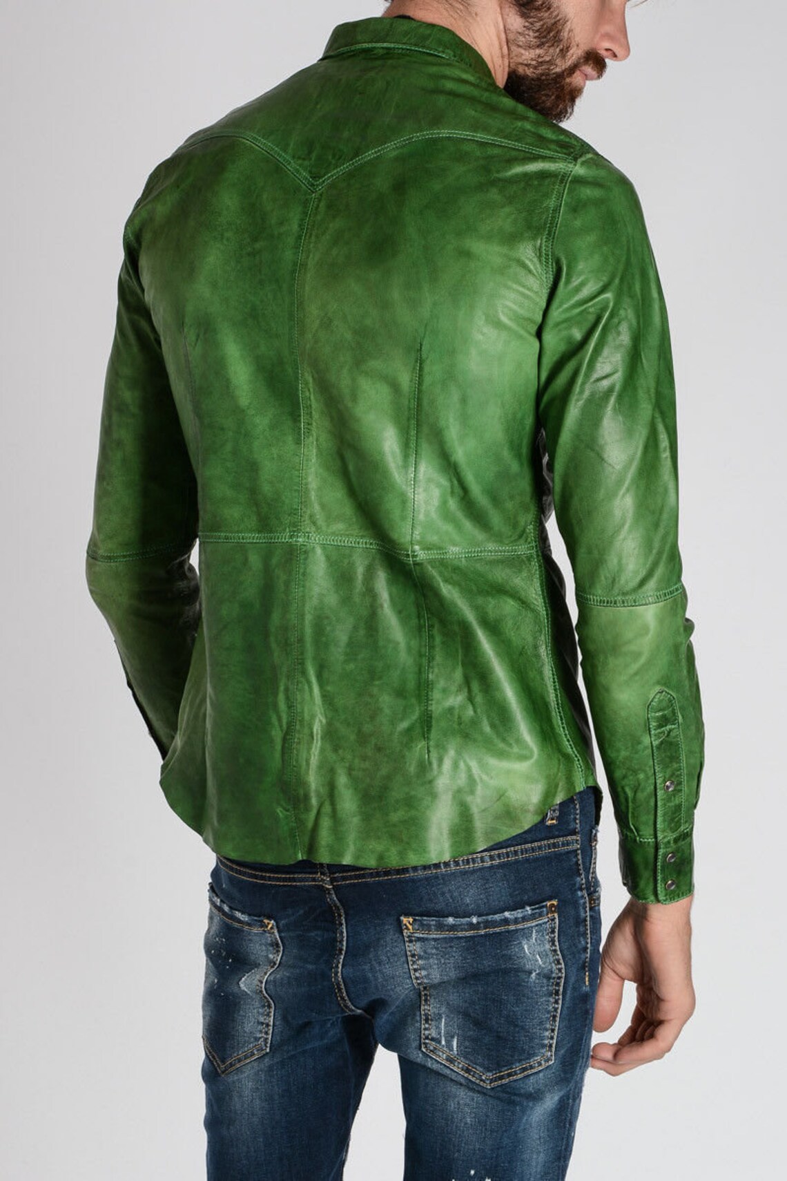 Men's Authentic Lambskin Leather Premium Shirt Jacket - Etsy