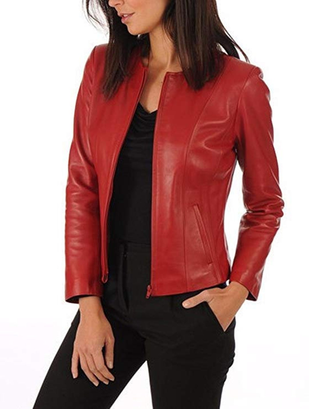 New Women's Leather Motorcycle Biker Jacket 100% Genuine Soft Lambskin ...