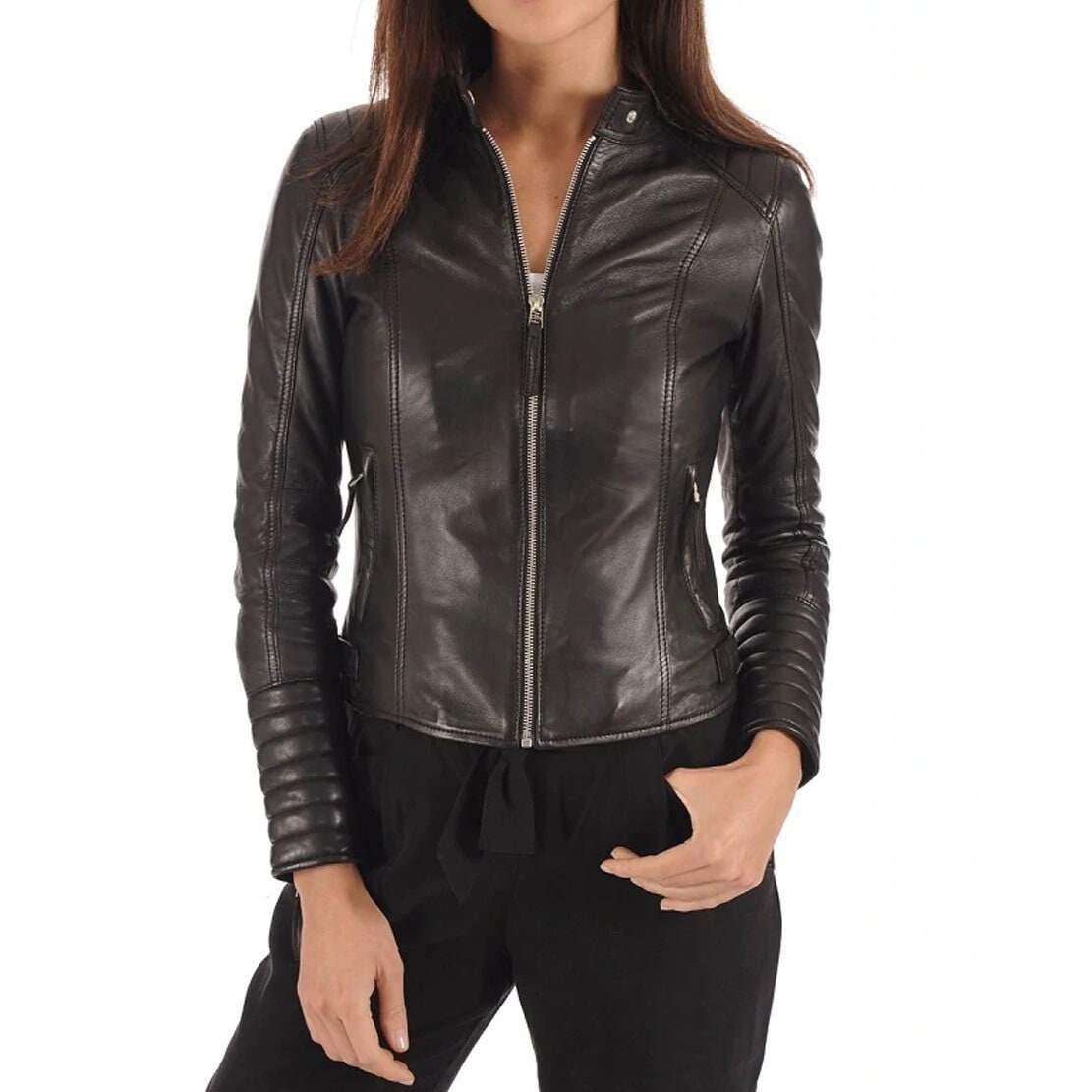 Latest leather top jackets for ladies