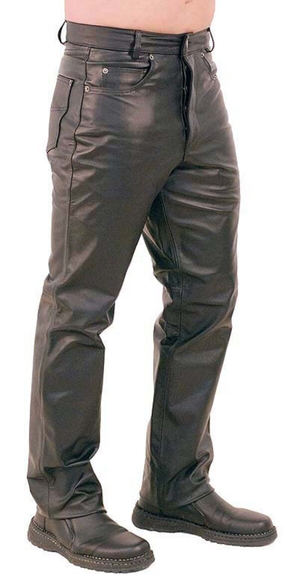 Skinny Leather Pants Men Motorcycle Biker Slim Fit Casual | Etsy