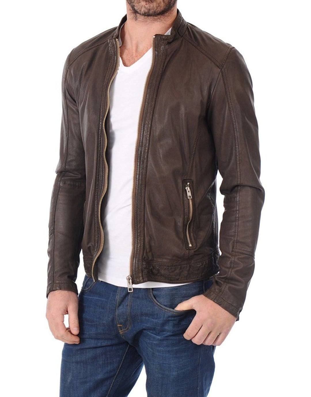 Men's Genuine Lambskin Leather Jacket Slim Fit Motorcycle Jacket - Etsy