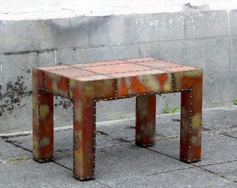 Free Shipping - Vintage Burnished Copper Parsons Coffee / Side Table after Paul Evans