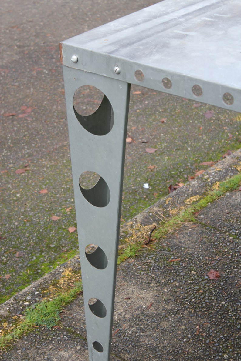 Metal Rivet Table Free Shipping - Vintage Industrial Jean Prouve Style Counter Height ...