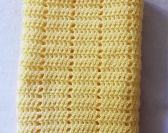 Handmade Crochet Baby Blanket: Lemon Yellow Pram Blanket
