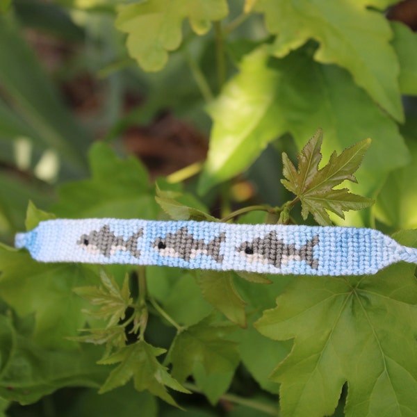 Shark Bracelet Embroidery - Handmade - Gift