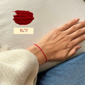 Narrow subtle cute braided friendship bracelet red plain red string Minimalist thin For women and men