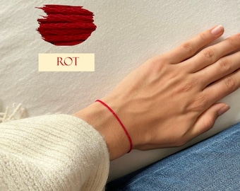 Narrow subtle cute braided friendship bracelet red plain red string Minimalist thin For women and men
