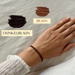 Narrow subtle cute braided friendship bracelet dark brown brown light brown Minimalist thin For women and men one color