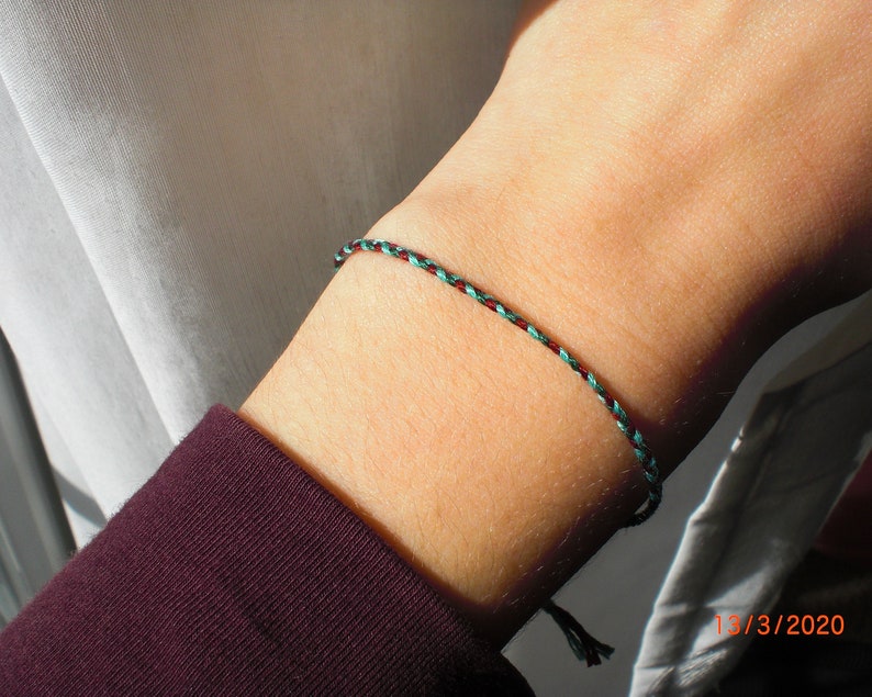 Narrow subtle cute braided friendship bracelet available in all colors Minimalist thin For women and men image 5