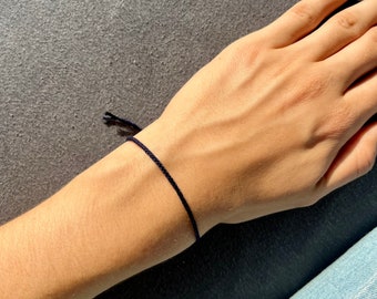 Narrow subtle sweet braided friendship bracelet dark blue royal blue navy Minimalist thin For women and men