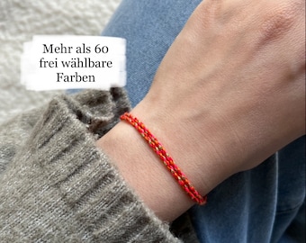 Schmales Armband doppelt gedreht einfarbig mehrfarbig Freundschaftsarmband handgemacht farbenfroh dünnes Armband mit Schiebeverschluss