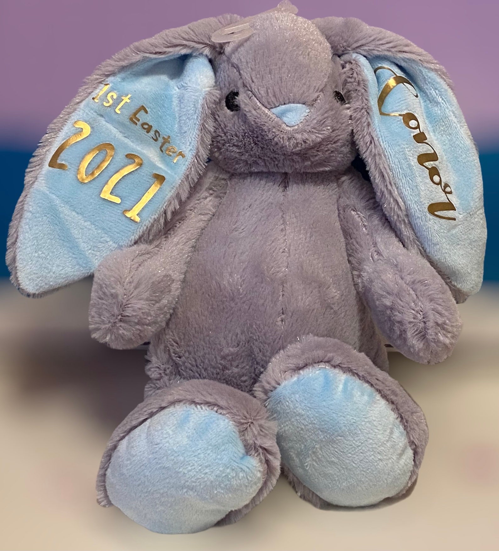 Personalised floppy plush softtoy bunny new baby keepsake gift | Etsy