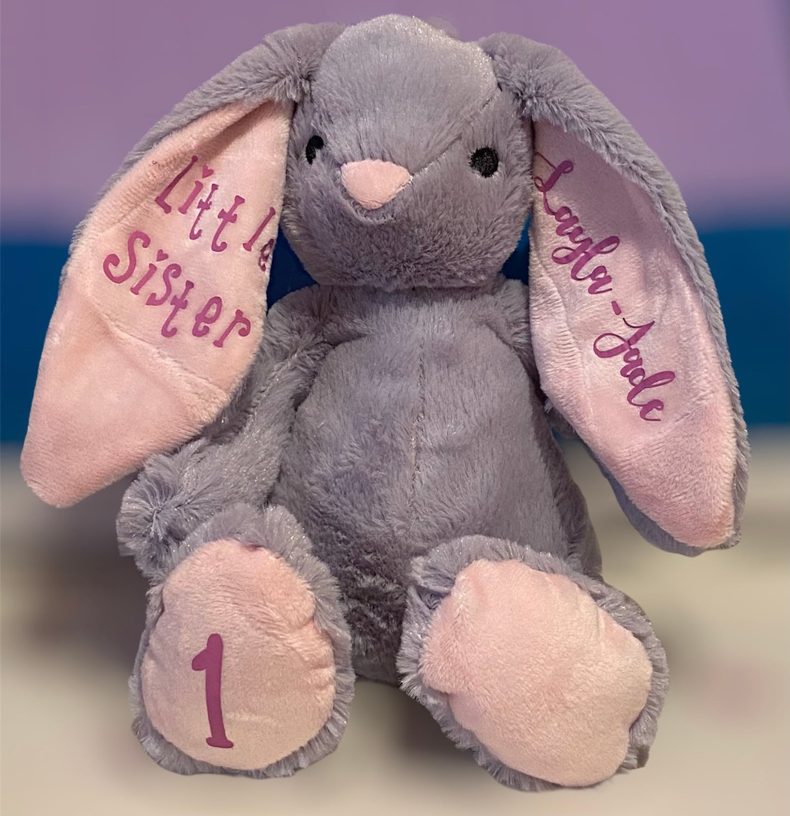 Personalised floppy plush softtoy bunny new baby keepsake gift | Etsy